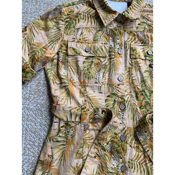 Desigual tropical shirt dress leopard cheetah safari M - Picture 4 of 12